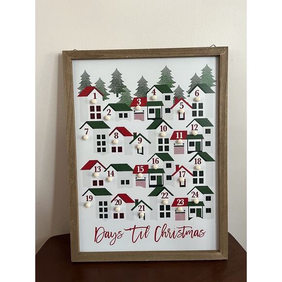 10 x 13 Vintage Advent Calendar - Rustic Count Down To Christmas Sign - Picture 1 of 6